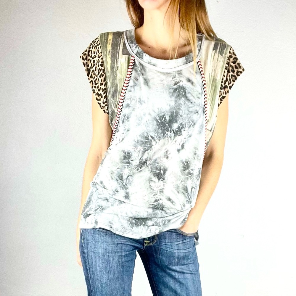 Ces Femme |Bleached Leopard Print Multi-Fabric Ro… - image 1